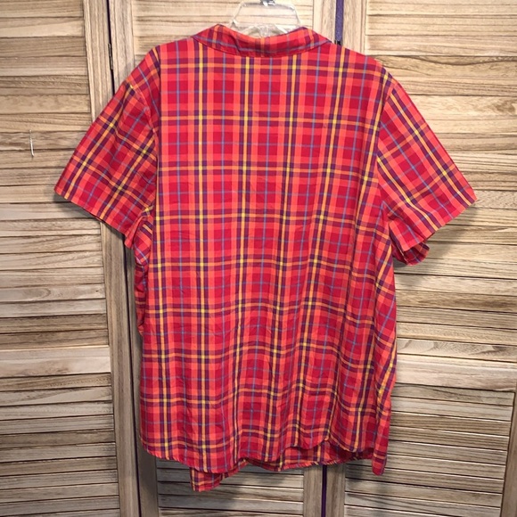 Woman Within Short Sleeve Button Down Plaid Blouse Size 30/32 - Picture 4 of 6